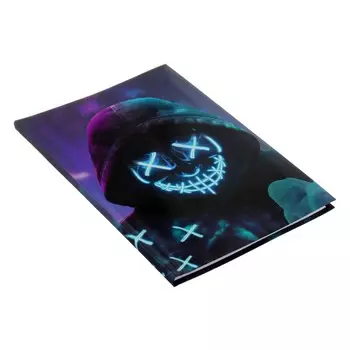 Колледж-тетрадь в интегральной обложке, а5, 64 листа, капюшон. киберпанк, блок в клетку, глянцевая ламинация