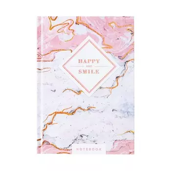 Колледж-тетрадь в твердой обложке 7бц, а5, 80 листов, мрамор (розовый) , блок в клетку, глянцевая ламинация