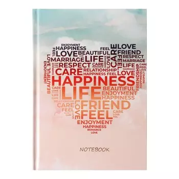 Колледж-тетрадь в твердой обложке 7бц, а5, 64 листа, сердечко из слов, блок в клетку, глянцевая ламинация, тиснение фольгой