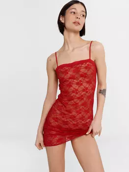 Комбинация женская красная кружевная