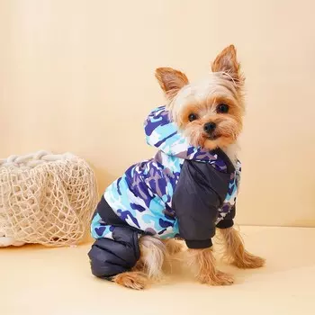 Комбинезон для собак на меховом подкладе с капюшоном, размер xl (дс 35, ош 40, ог 48 см)