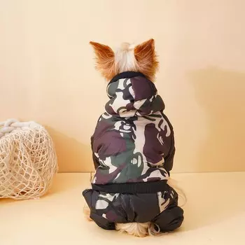 Комбинезон для собак на меховом подкладе с капюшоном, размер xxl (дс 40, ош 42, ог 54 см)