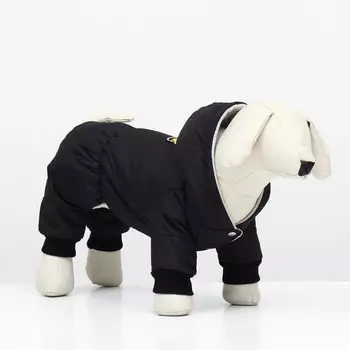 Комбинезон для животных, зимний на флисе, xs(дс 18-20 см, ог 30-32 см, ош 24 см), черный
