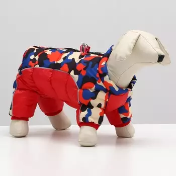 Комбинезон принтованный с замком на спине, размер 16 (дс 28, ог 40, ош 34 см), красный