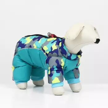 Комбинезон принтованный с замком на спине, размер 16 (дс 28, ог 40, ош 34 см), голубой