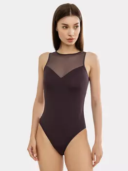 Комбинированное боди без рукавов в расцветке