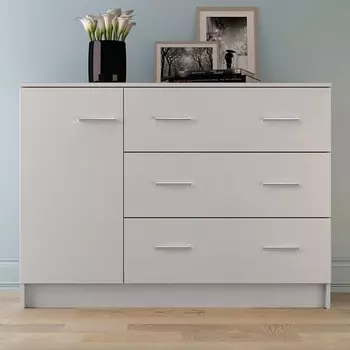 Комод 3 ящика с 1 дверью лофт, белый