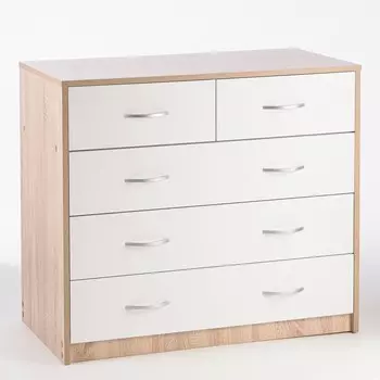 Комод 5 ящиков, 900х480х800, дуб сонома/белый