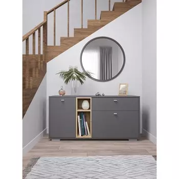 Комод ланс, 1314х430х647, графит/дуб бунратти