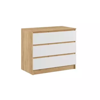 Комод с 3-мя ящиками мадера, 800х420х775, дуб крафт золотой/белый