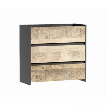Комод с 3 ящиками денвер, 800х360х740, графит/дуб гранж