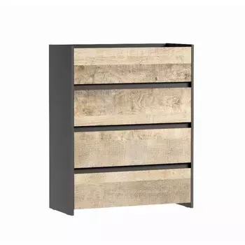 Комод с 4 ящиками денвер, 800х360х980, графит/дуб гранж
