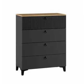 Комод с 4 ящиками ника, 800х410х916, графит/дуб/эйфория мдф