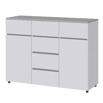 Комод с 6 ящиками мечта, белый/бетон