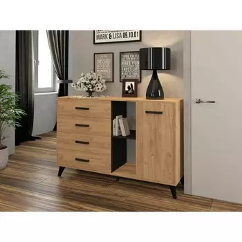 Комод светлана, 1375х400х905, дуб золотой/венге