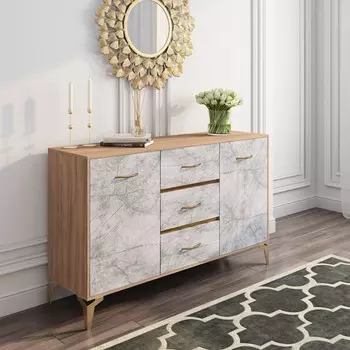 Комод-тумба svetlana lux, 1402х400х855, дуб золотой/каспий светлый