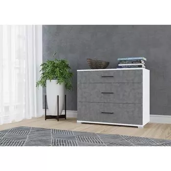 Комод victor с 3 ящиками, 800х659х446, белый/бетон