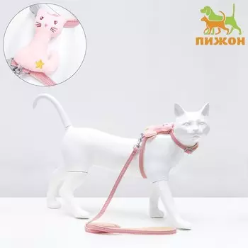 Комплект амуниции с игрушкой, s, поводок 120 х 1 см, ош 20-30, ог 25-40 см, розовый
