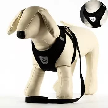 Комплект амуниции с мягкой шлейкой и светоотражающей нашивкой, l, ош 33, ог 36-48, черный