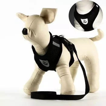 Комплект амуниции со светоотражающей нашивкой, s, ош 24 см, ог 28-33 см, черный