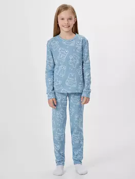 Комплект для девочек голубой с принтом