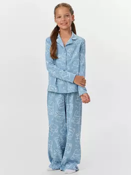 Комплект для девочек голубой с принтом