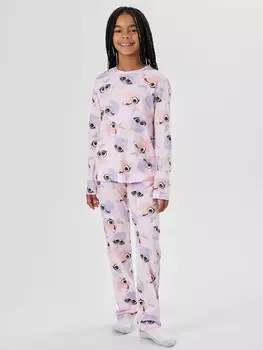 Комплект для девочек розовый с принтом