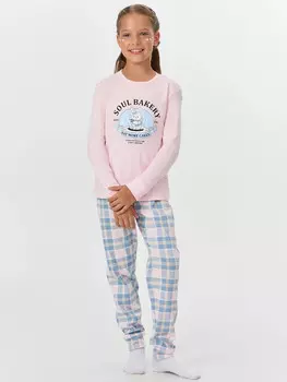 Комплект для девочек розовый с принтом
