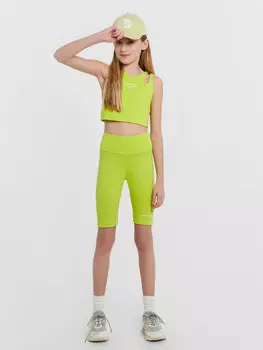 Комплект для девочек салатовый: велосипедки и топ