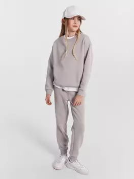 Комплект для девочек серый (свитшот, брюки)