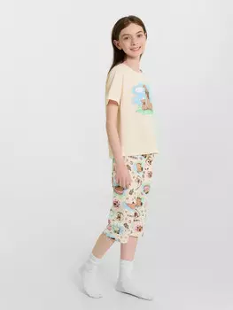 Комплект для девочек желкая с принтом