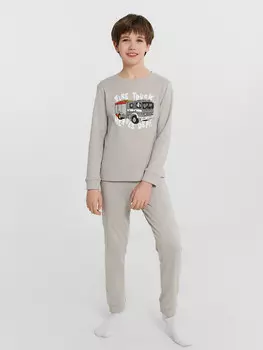 Комплект для мальчиков домашний бежевый с принтом