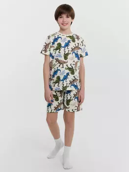 Комплект домашний для мальчиков кремовый с принтом