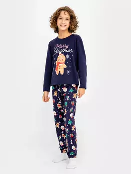 Комплект для мальчиков синий с принтом