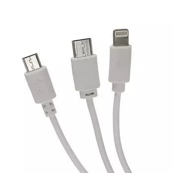 Комплект для зарядки 3 в 1 luazon uc-13, type-c/lightning/microusb, азу, сзу, 1 а, белый