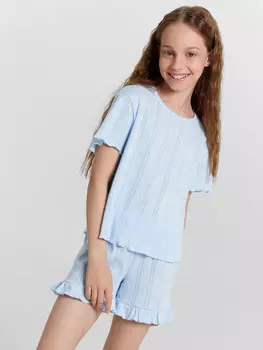 Комплект домашний для девочек голубой