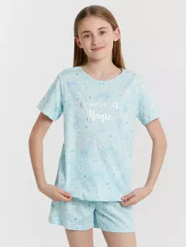 Комплект домашний для девочек голубой с единорогами