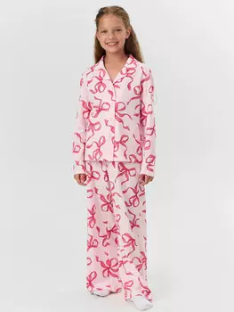 Комплект домашний для девочек розовый с бантиками