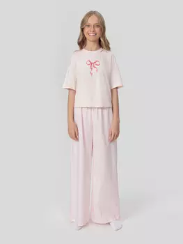 Комплект домашний для девочек розовый с бантиком