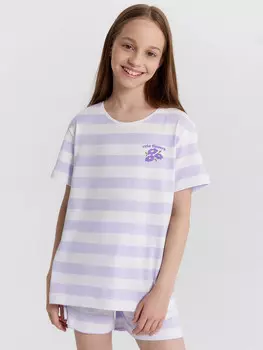 Комплект домашний для девочек в ловандовую полоску