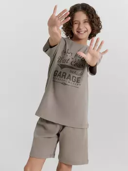 Комплект домашний для мальчиков серый с принтом