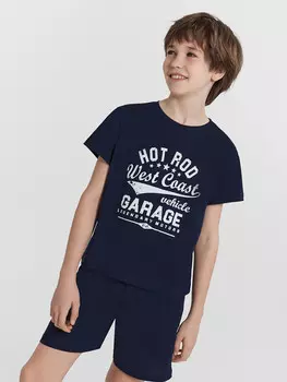 Комплект домашний для мальчиков синий с принтом