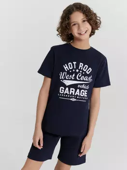 Комплект домашний для мальчиков синий с принтом