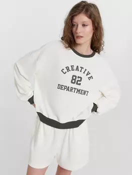 Комплект домашний кремовый с принтом и надписью