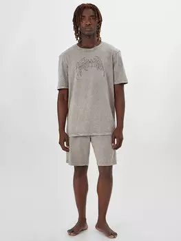 Комплект домашний мужской серый с принтом