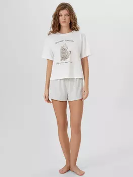 Комплект домашний женский белый с надписью