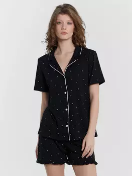 Комплект домашний женский черный с принтом