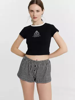 Комплект домашний женский черный с принтом