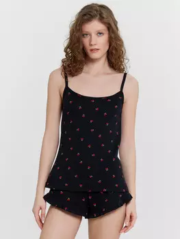 Комплект домашний женский черный с принтом