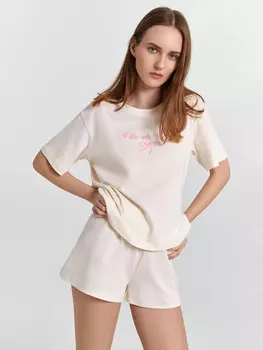Комплект домашний женский кремовый с надписью